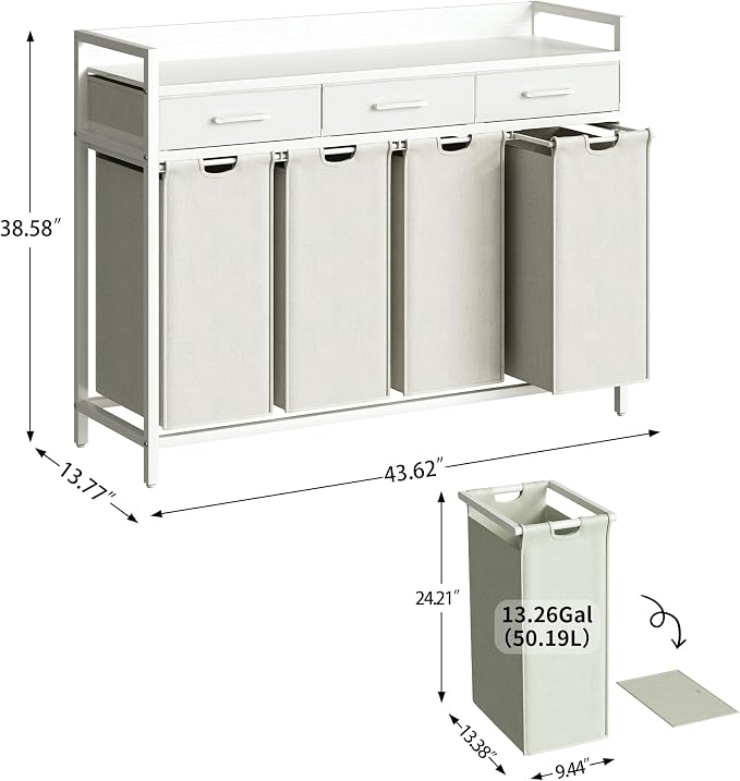 Herture Laundry Sorter 4 Section Laundry Hamper - Image 3