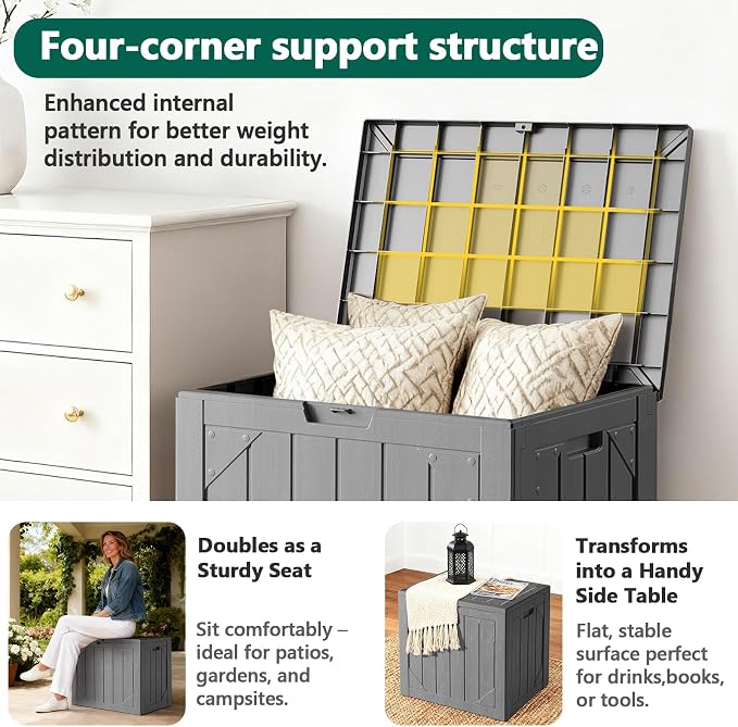 Outdoor Storage Box, 30 Gallon Deck Box Outdoor Storage Bench Outside - Image 4