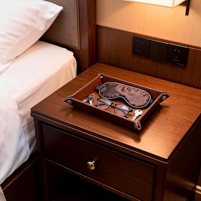 Leather Valet Tray Organizer, Catchall Tray, Desktop Storage - Image 3