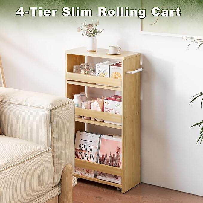 MARTY Rolling Storage Cart 7.9" W, 4-Tier Kitchen Cart - Image 6