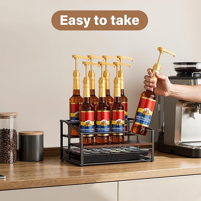 Coffee Syrup Rack Organizer, 3-Tier 8 Bottle Syrup Rack - Image 2