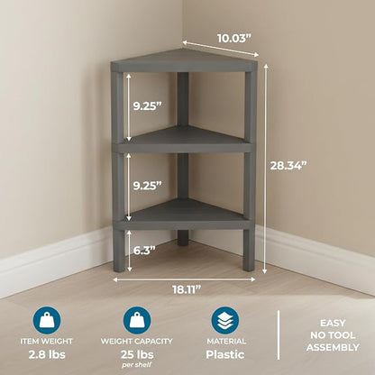 Honey-Can-Do 3-Tier Plastic Corner Storage Shelf, kitchen or office - Image 2