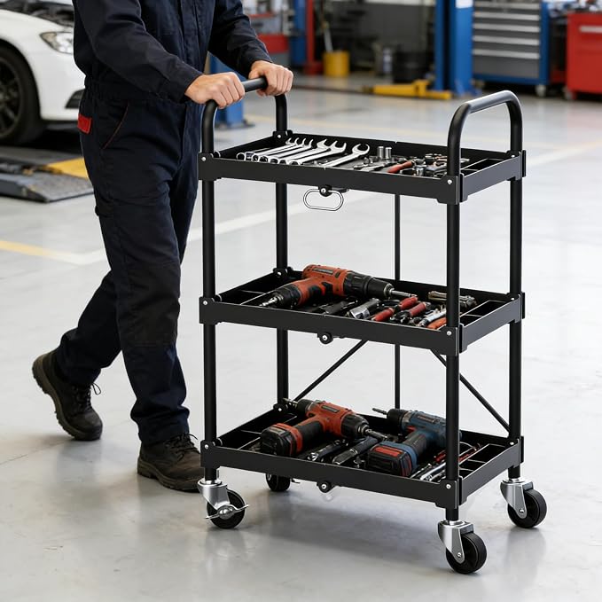 Collapsible Service Cart, Folding Utility Cart - Image 8