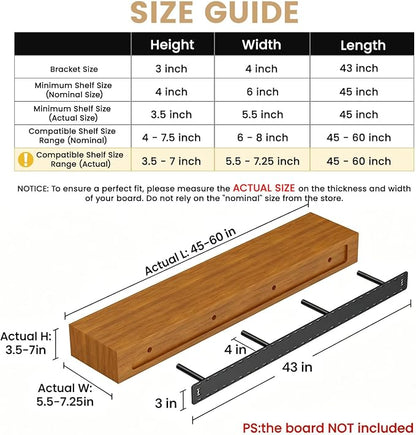 1 Pack Large Shelf Brackets Long Floating Shelf Bracket Invisible Floating - Image 2