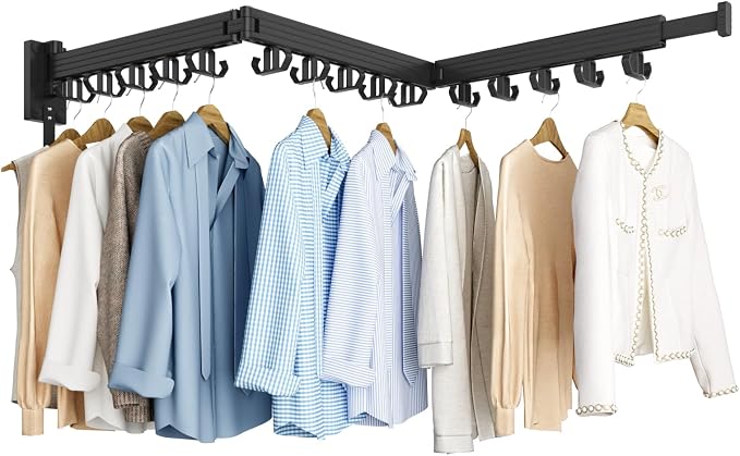 Clothes Drying Rack, Wall Mounted Laundry Drying Rack, Upgrade 3-Fold Foldable by Kelisiting