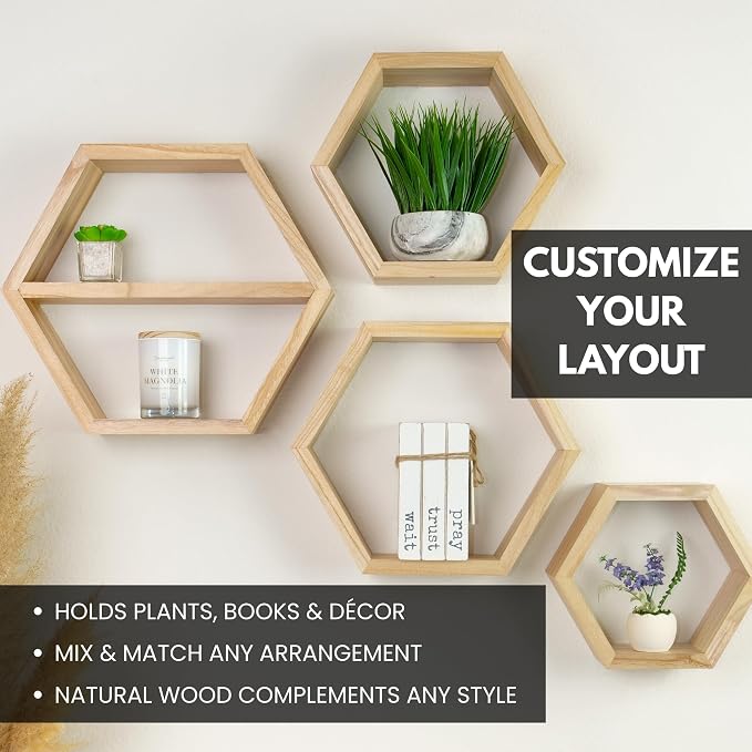 Hexagon Floating Shelves Set of 4 - Image 5