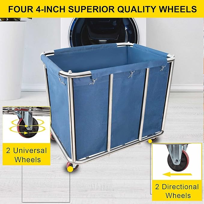 11.35 Bushel Industrial Rolling Laundry Cart, Laundry Basket Bulk Truck - Image 5