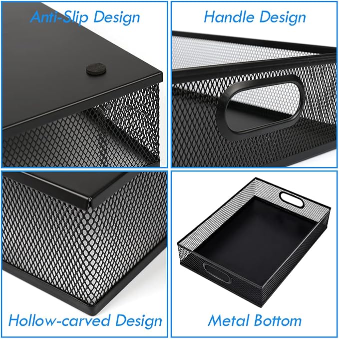 Desk Drawer Organizer, A4 Large Metal Mesh Desk Organizer Tray, Versatile - Image 4