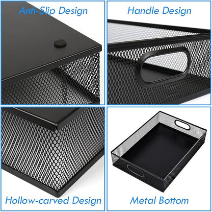 2Pcs Desk Drawer Organizer, Stable Metal Mesh Desk Storage Tray, Versatile - Image 4