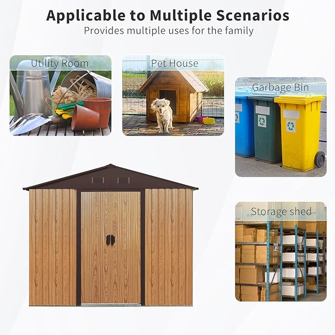Outdoor Metal Storage Shed Window Ventilation Foundation Frame Waterproof - Image 8