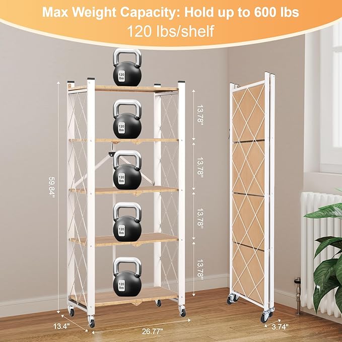5-Tier Foldable Storage Shelves - Image 3