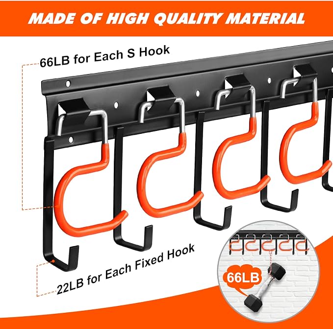 68'' All Metal Garden Tool Organizer Wall Mount Garage Tool Organizers and - Image 2