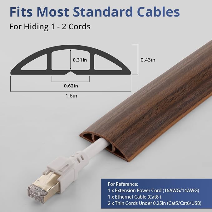 ZhiYo 3.6ft Cord Covers for Wires on Floor, Cord Hider Floor Hide Extension - Image 2