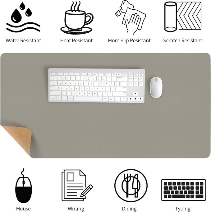 Bloss Grey Desk Mat, Leather Desk Pad, Desk Matt - Image 4