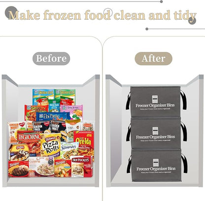 Flenpptly Freezer Organizer Bins, 4 Pack Freezer Storage Bins, Dark Grey | - Image 5