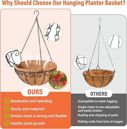 3 Pack 10 Inch Metal Hanging Baskets - Image 4
