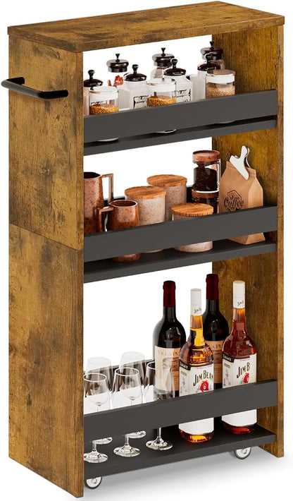 MARTY Rolling Storage Cart 7.9" W, 4-Tier Narrow Kitchen Cart by MARTY