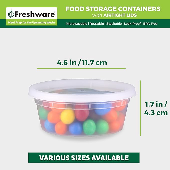 Freshware Food Storage Containers 8 oz Plastic Deli Containers - Image 3