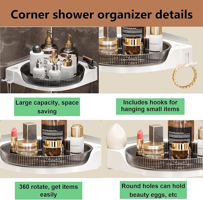 360 Rotating Makeup Organizer Spinning Bathroom Organizer 1 Pack Corner Storage - Image 4