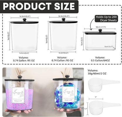 3 Pack Laundry Powder Container & Dryer Sheet Holder, Plastic Laundry Room - Image 2