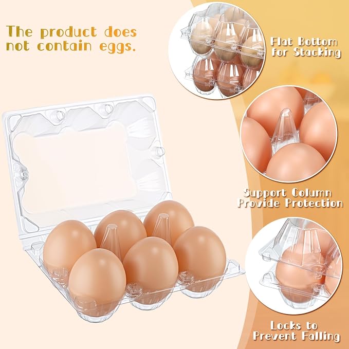 Zubebe 200 Pieces Clear Egg Cartons Plastic Egg Cartons Bulk Empty Chicken Egg - Image 4