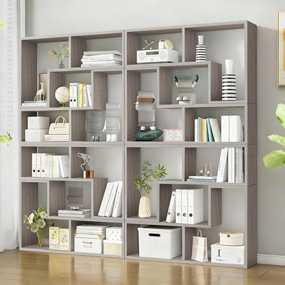 Expandable Bookcase with Adjustable Width, Wooden Room Divider Bookshelf by Unknown