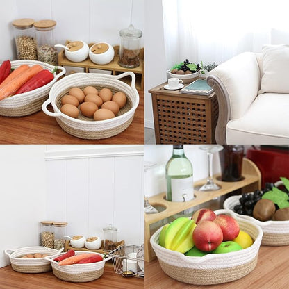 Sea Team 2-Pack Cotton Rope Baskets, 10 x 3 Inches Small Woven Storage Basket - Image 3