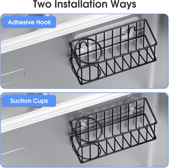 Kitchen Sink Organizer, Strong Adhesive Mount Detachable Sponge Holder - Image 4