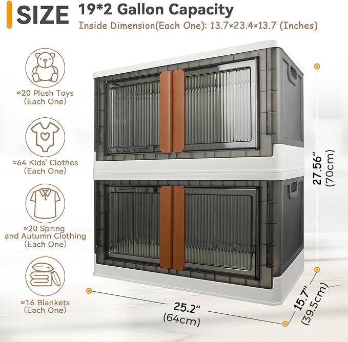 Storage Bins, Cabinet with Lids, Extra Large Useful Box, 19 Gallons Capacity - Image 2