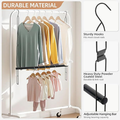 STORAGE MANIAC Hanging Closet Rod, Adjustable Width and Height Closet Hanging - Image 3