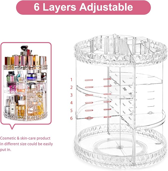 360 Rotating Makeup Organizer Large Perfume Cosmetics Organizer Beauty - Image 6
