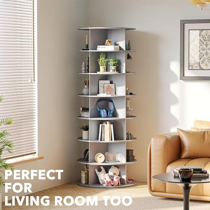 SpaceAid 7 Tier Rotating Shoe Rack Tower, Spinning Shoe Display Lazy Susan - Image 6