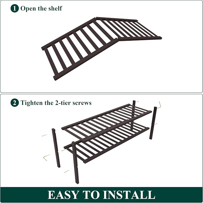 Smiry Bamboo Shoe Rack for Closet, 2 Tier Long Wooden Stackable Shoe Organizer - Image 4