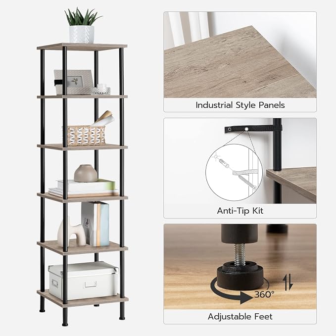 HOOBRO 6-Tier Corner Shelf, Corner Square Rack Display Shelf, Tall Storage Rack - Image 7