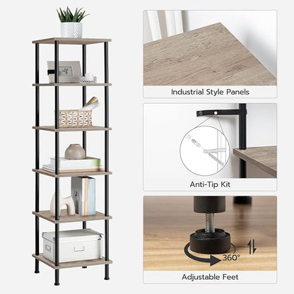HOOBRO 6-Tier Corner Shelf, Corner Square Rack Display Shelf, Tall Storage Rack - Image 7