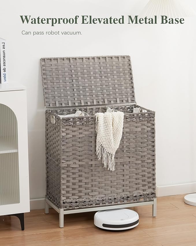 SETVSON Laundry Hamper with Lid 132 L, Clothes Hamper with Lid, Handwoven - Image 2