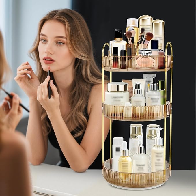 360 Rotating Makeup Organizer for Vanity, 3 Tier Large Capacity Skincare - Image 3