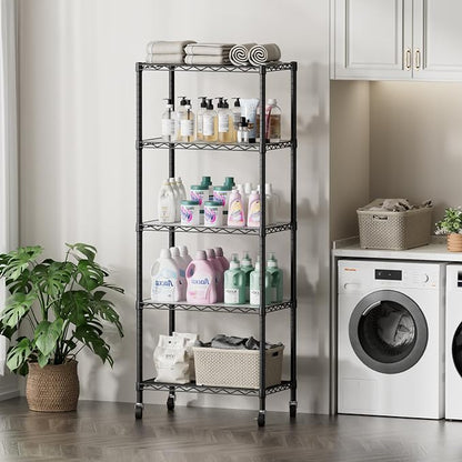 SINGAYE 5 Shelves Storage Shelf Wire Closet Bathroom Organizers Metal Pantry - Image 8