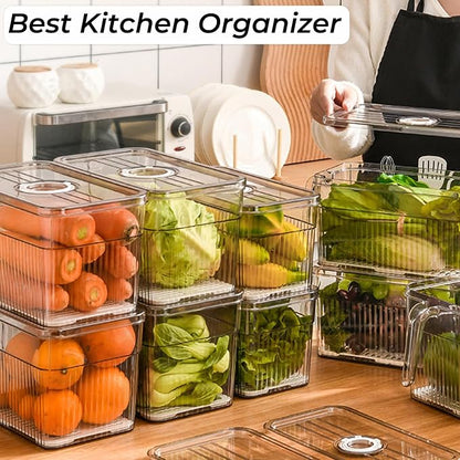 2 Pack Clear Refrigerator Organizers and Storage, Plastic Fridge Organizer Bins - Image 4