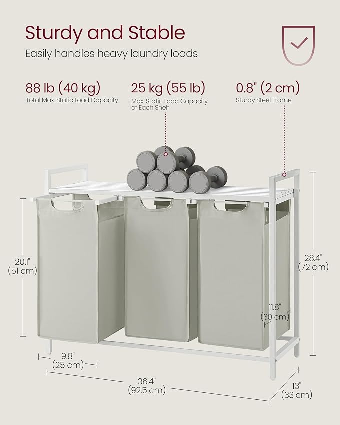 VASAGLE Laundry Hamper, Laundry Basket, Laundry Sorter - Image 7