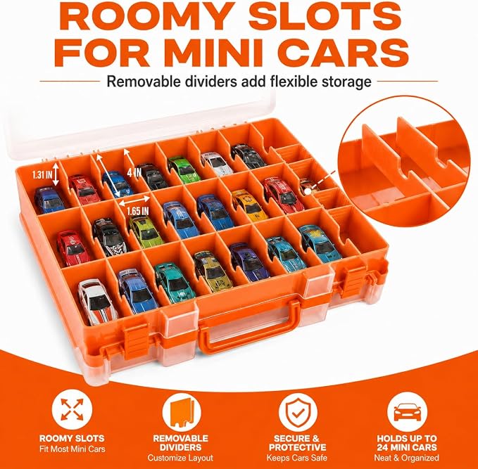 Toy Car Storage Case for Hot Wheels for Matchbox Cars, 48-Slot Organizer | - Image 5