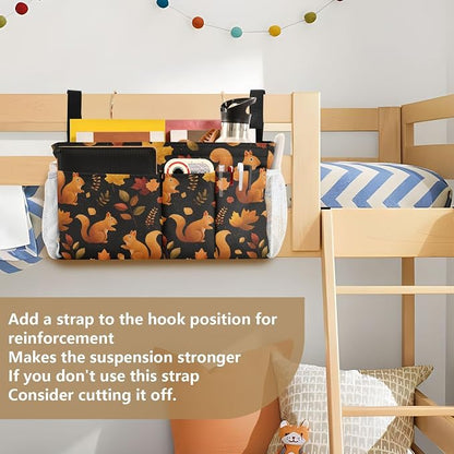 Black Orange Squirrel Leaves Falling Bedside Caddy - Image 6