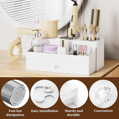 Acrylic Hair Dryer Holder with Drawer, Bathroom Organizer Countertop Drawers - Image 4