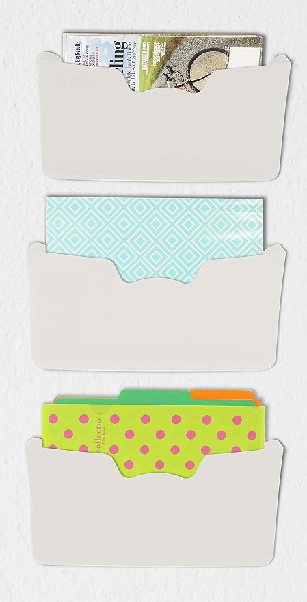 Simple Houseware White Wall Mount Single Pocket Hanging File Holder - Image 2