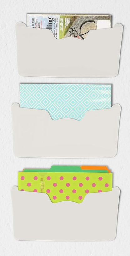 Simple Houseware White Wall Mount Single Pocket Hanging File Holder - Image 2