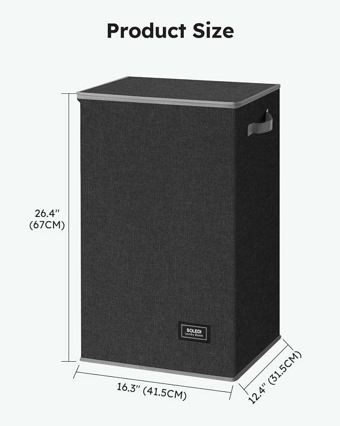 SOLEDI Laundry Hamper with Lid 90L Large & Tall Collapsible Laundry Basket - Image 9