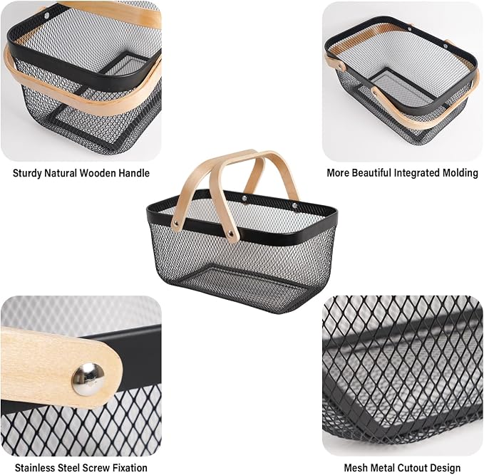 Metal Mesh Steel Harvest Basket, Wire Garden Basket - Image 2