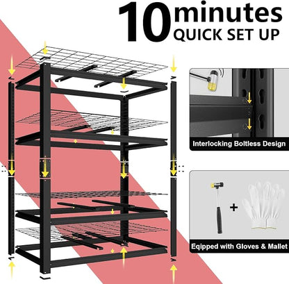 40W Garage Storage Shelves, 2200LBS Metal Storage Shelves, Adjustable Heavy - Image 7