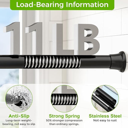 Black Small Shower Curtain Rod 16 to 36 Inches Adjustable, 1 Inch Diameter - Image 3