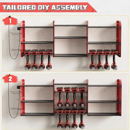 Power Tool Organizer with Charging Station Wall Mount, 3 Layer Expanded Heavy - Image 5